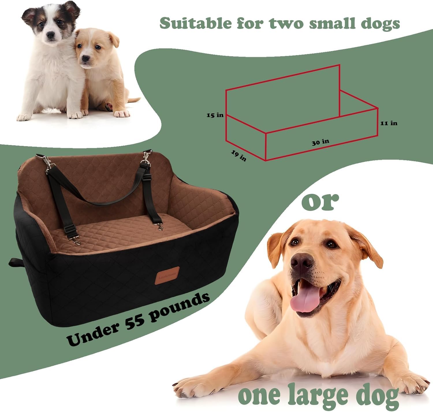 Lealchum Dog Car Seat for Medium/Large Dogs,2 Clip-On Safety Seat