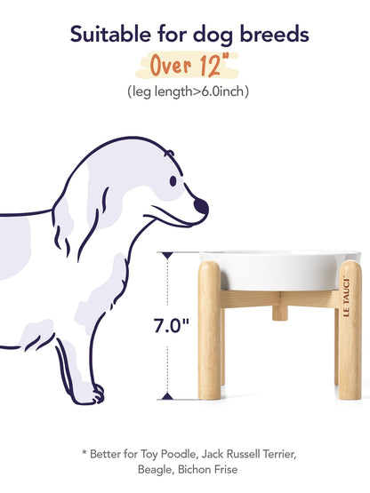 LE TAUCI Ceramic Slow Feeder Dog Bowls Elevated, 1.5 Cups Puzzle