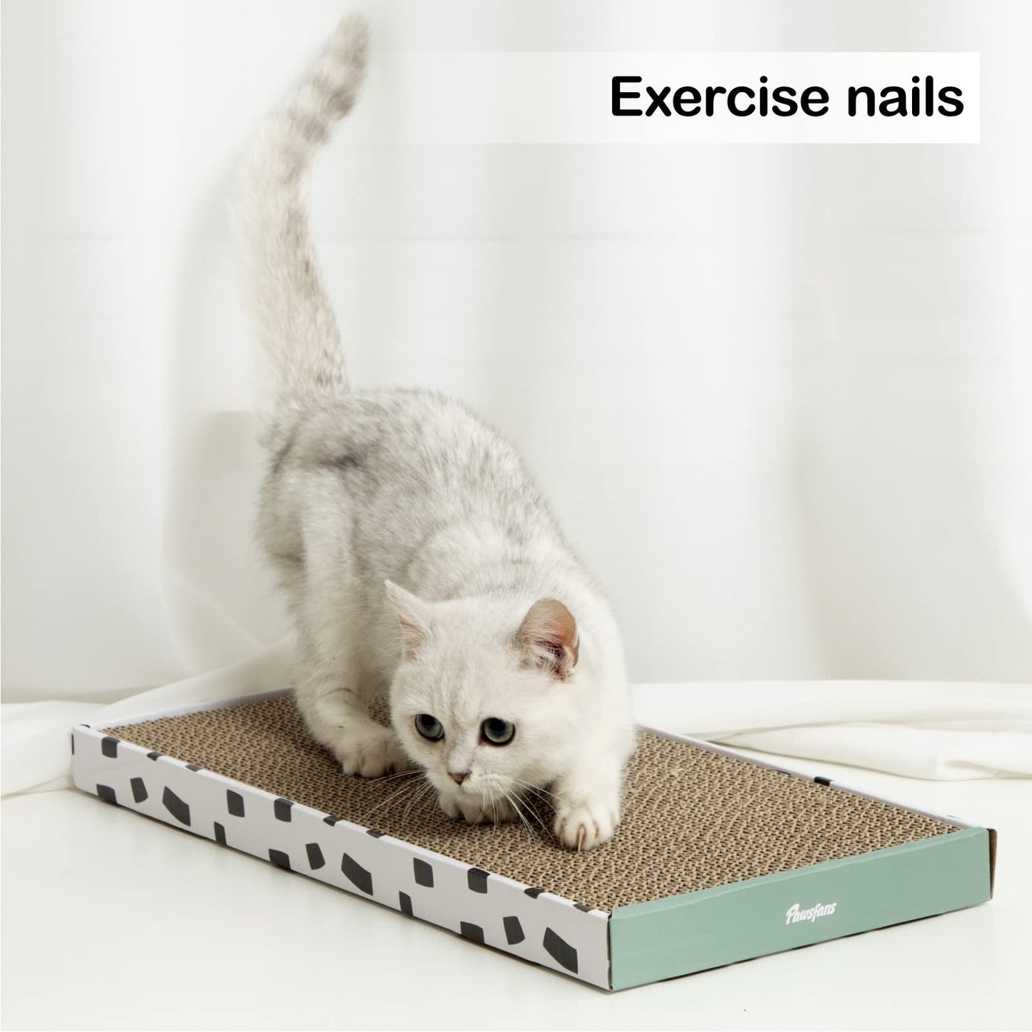 PAWSFANS Cat Scratcher Cardboard Scratch Pad with Box,Durable Bed