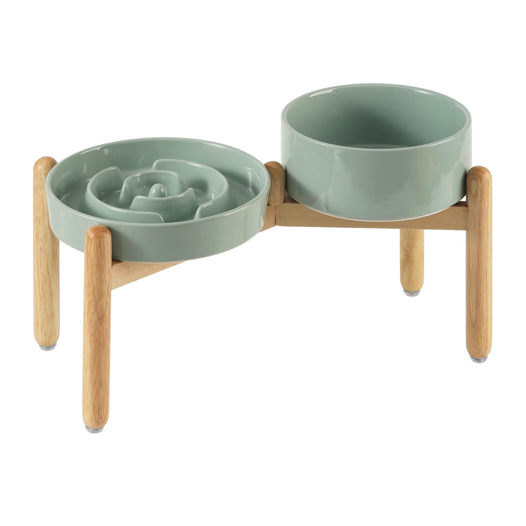 Havniva Ceramic 1.2 Cup Raised Slow Feeder Dog Bowl Set, Elevated Set