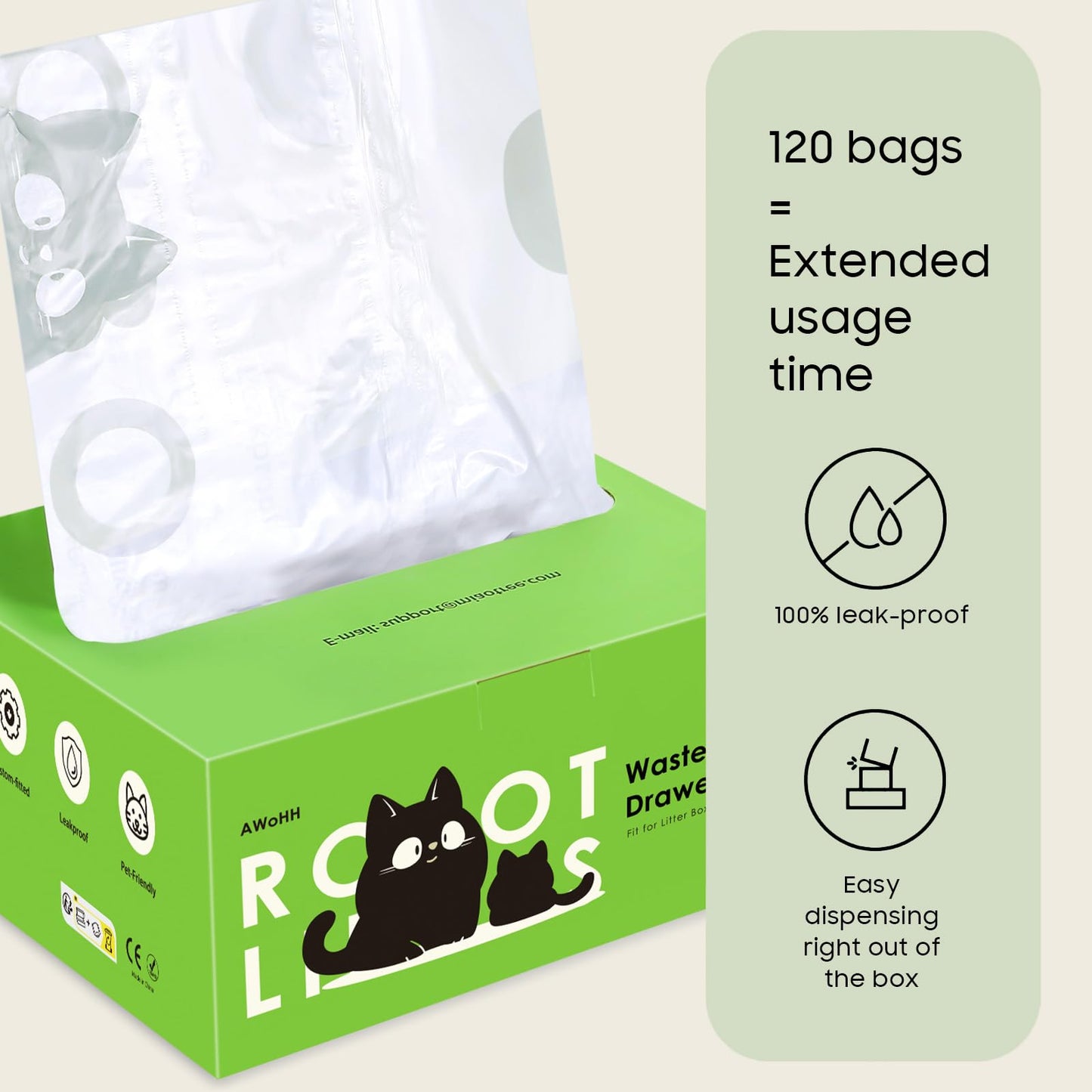 AWoHH 120 Tidy Draw-Pack Automatic Litter Box Bags Cat Litter Box