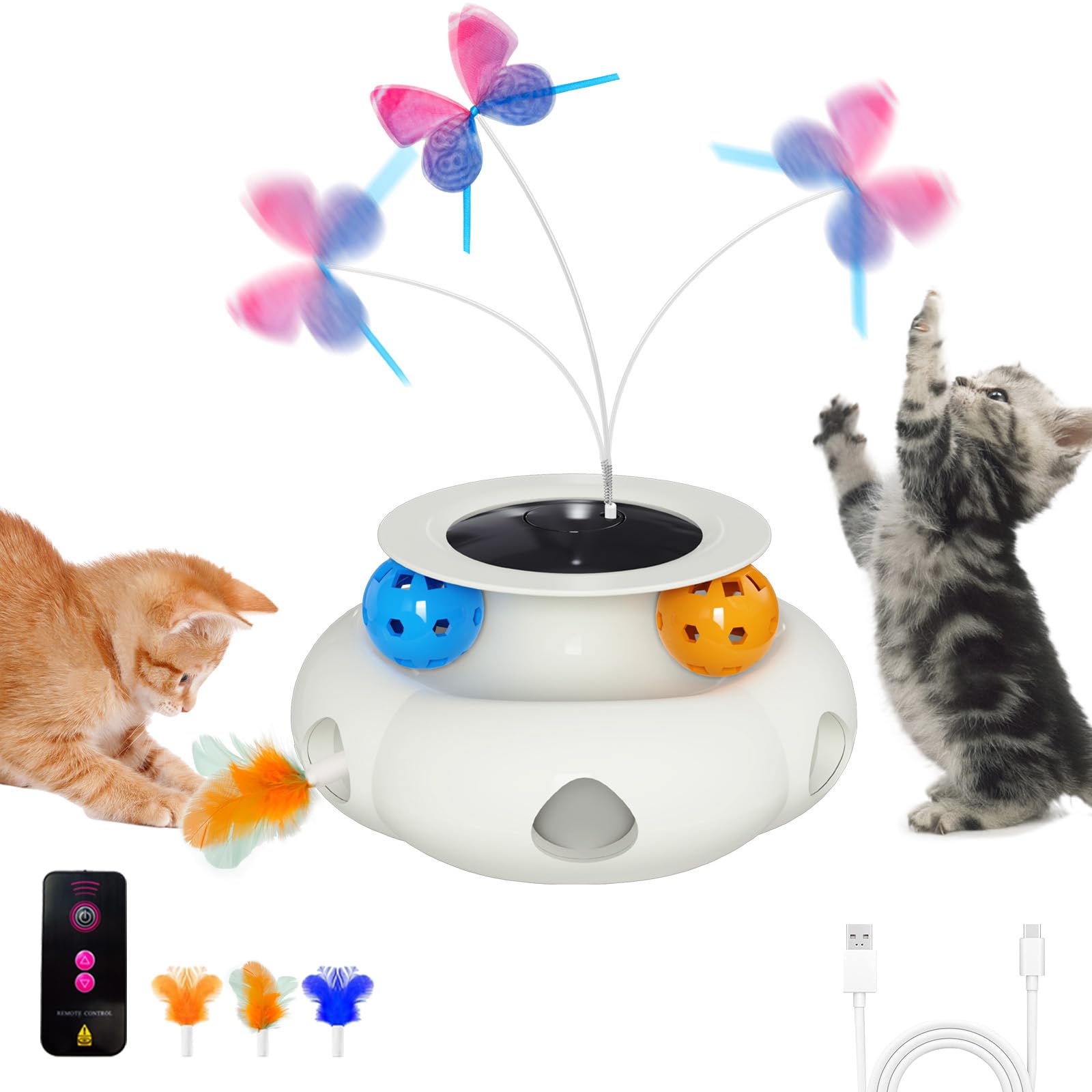 Interactive Cat Toys for Indoor Cats, 3in1 Rechargeable Pet Teaser Toy