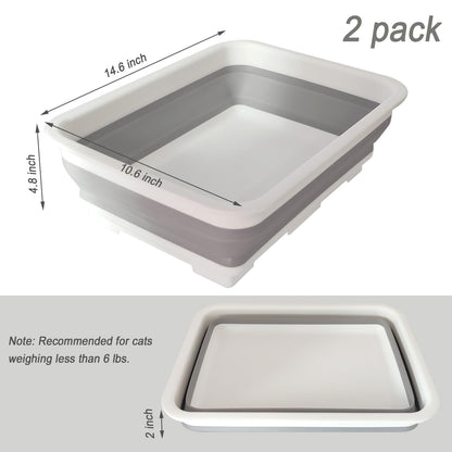 chuyouan 2 Pack Collapsible Small Cat Litter Box, Open Kitten Litter