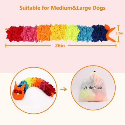 Ablechien Snuffle Ball Rainbow Snuffle Snake Puzzle Toy for Dogs Ball