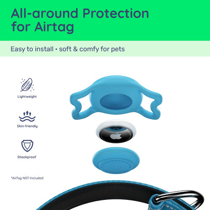 Airtag Dog Collar, Reflective Ultra-Durable Nylon Padded with Collar