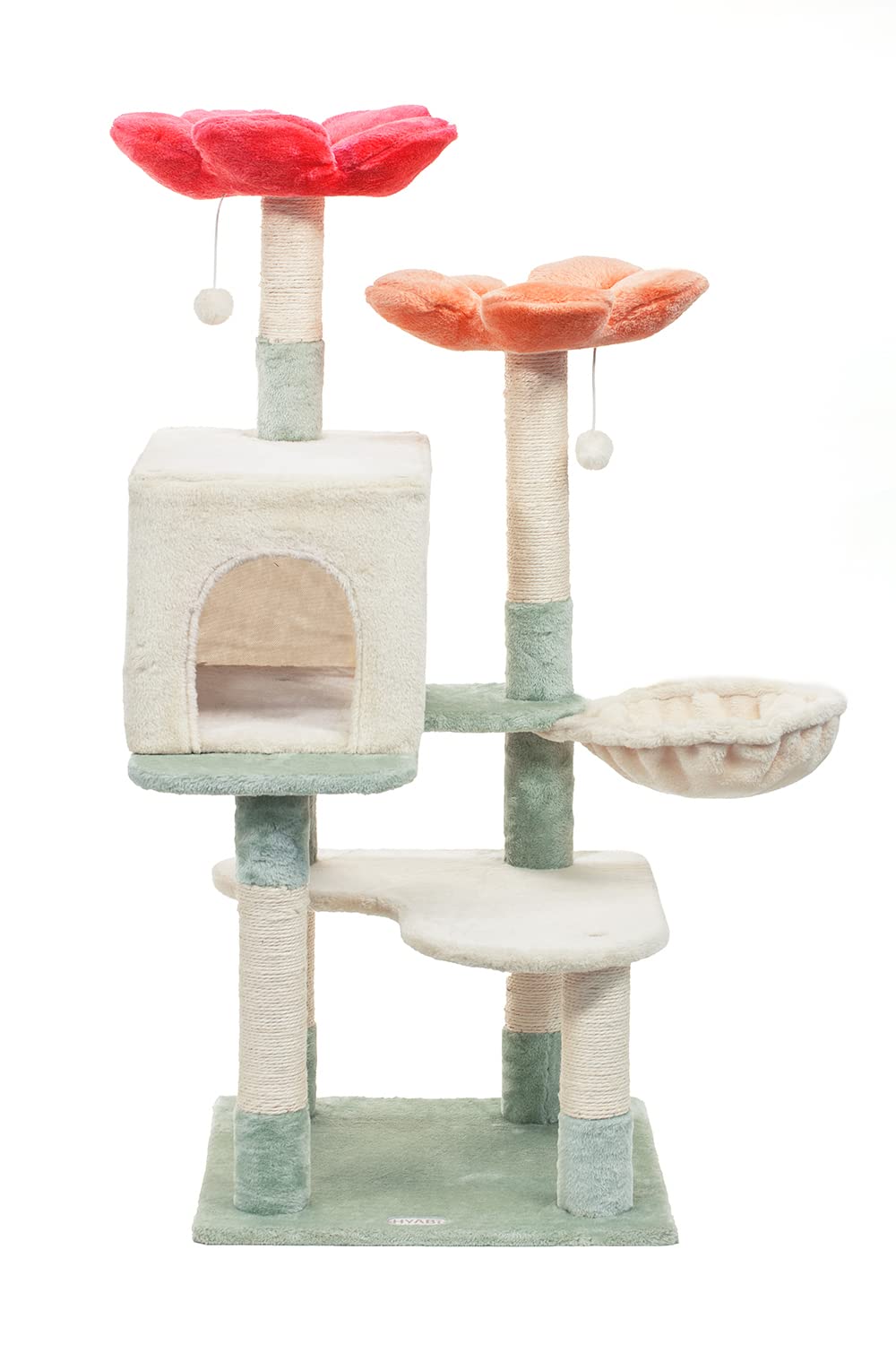 HYABi 48-inch Modern Cat Tree with Hanging Basket Flower Design Balls