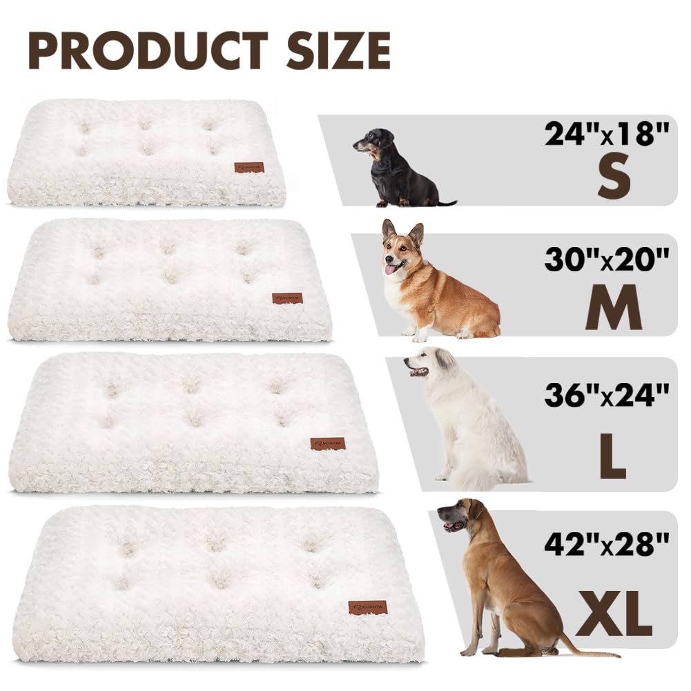 Dog Bed Crate Pad Rosette Pattern Velvet Pet Bed Anti-Slip Comfy Bed