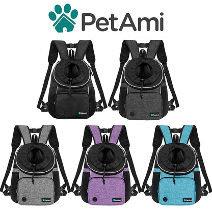 PetAmi Adjustable Cat Dog Chest Carrier Backpack, Ventilated Carrier