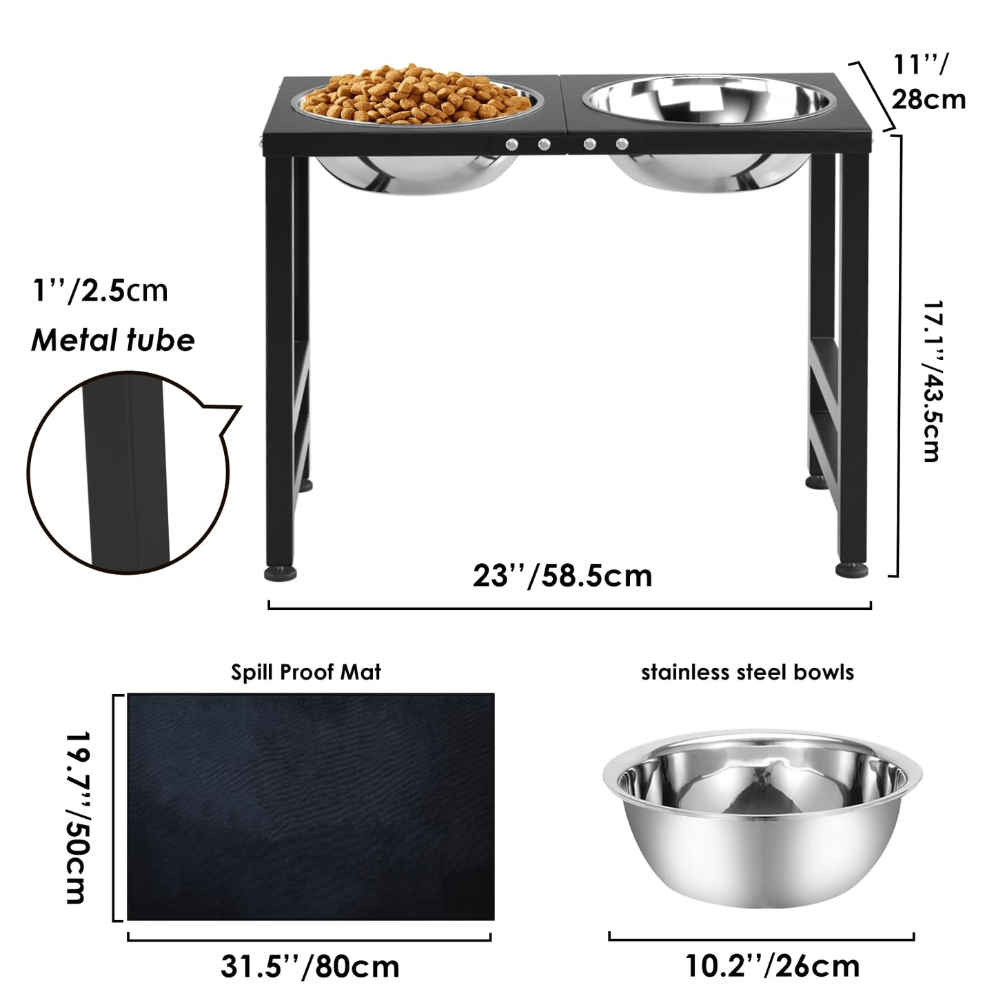 Metal Elevated Dog Bowls for Large Extral Large Breed Raised Dog Bowl