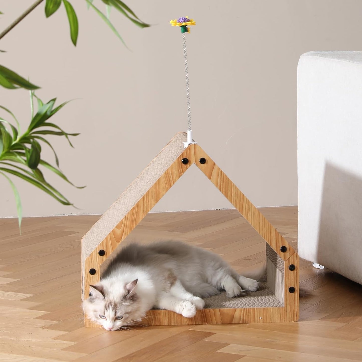 FUKUMARU Cat Scratcher House, Cozy Cardboard Design, Safe and House