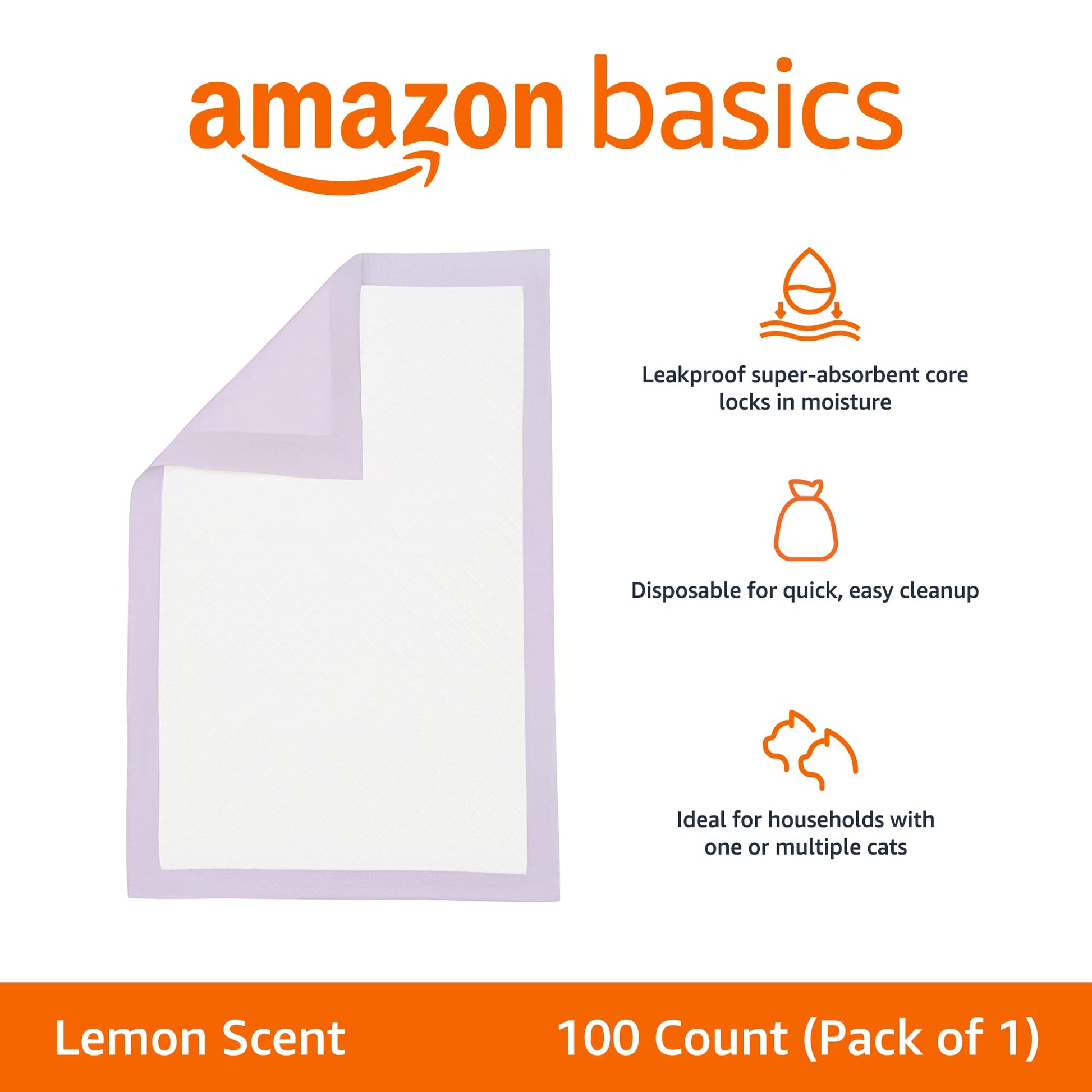 Amazon Basics Cat Pee Pads, Super Absorbent, Odor Control with Box