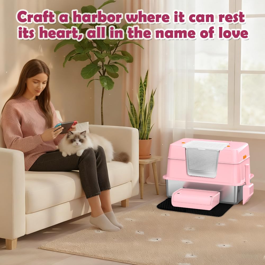 Vivifying Stainless Steel Covered Cat Litter Box Odor-Control Box