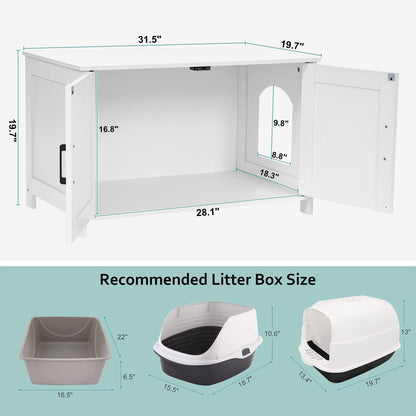 Homhedy Cat Litter Box Enclosure, Wooden Cat Washroom Furniture Box