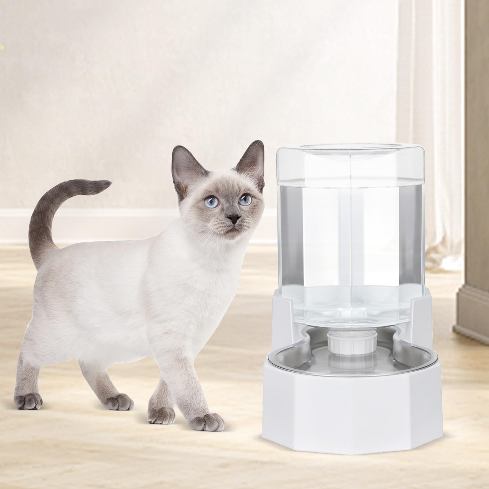 Sfozstra Large Dog Water Dispenser: Stainless Steel Gravity Cat Water