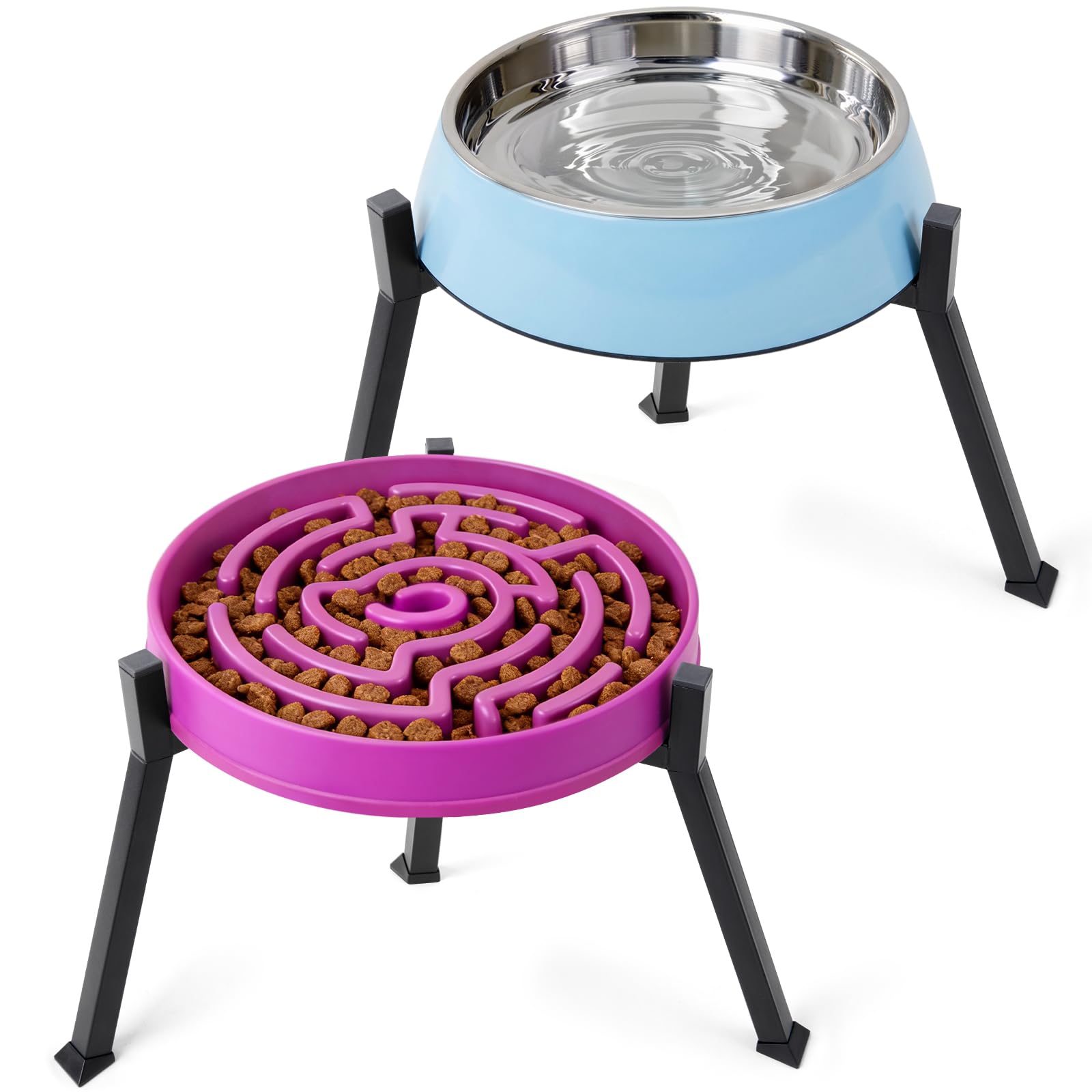 LOOBANI Elevated Dog Bowl Stand: Adjustable Width Anti-Slip Bowl