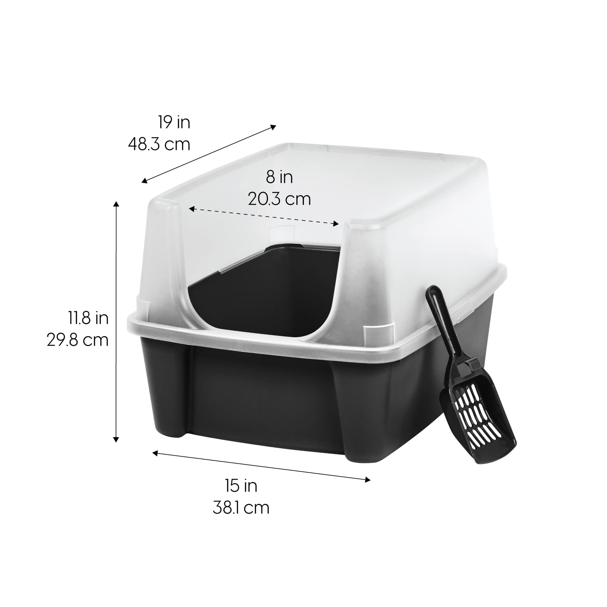 IRIS USA Cat Litter Box Large Open Top with High Sided Walls Tall Box
