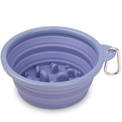 Bonza by Leash Boss Collapsible Dog Slow Feeder Bowl, Portable Bowl