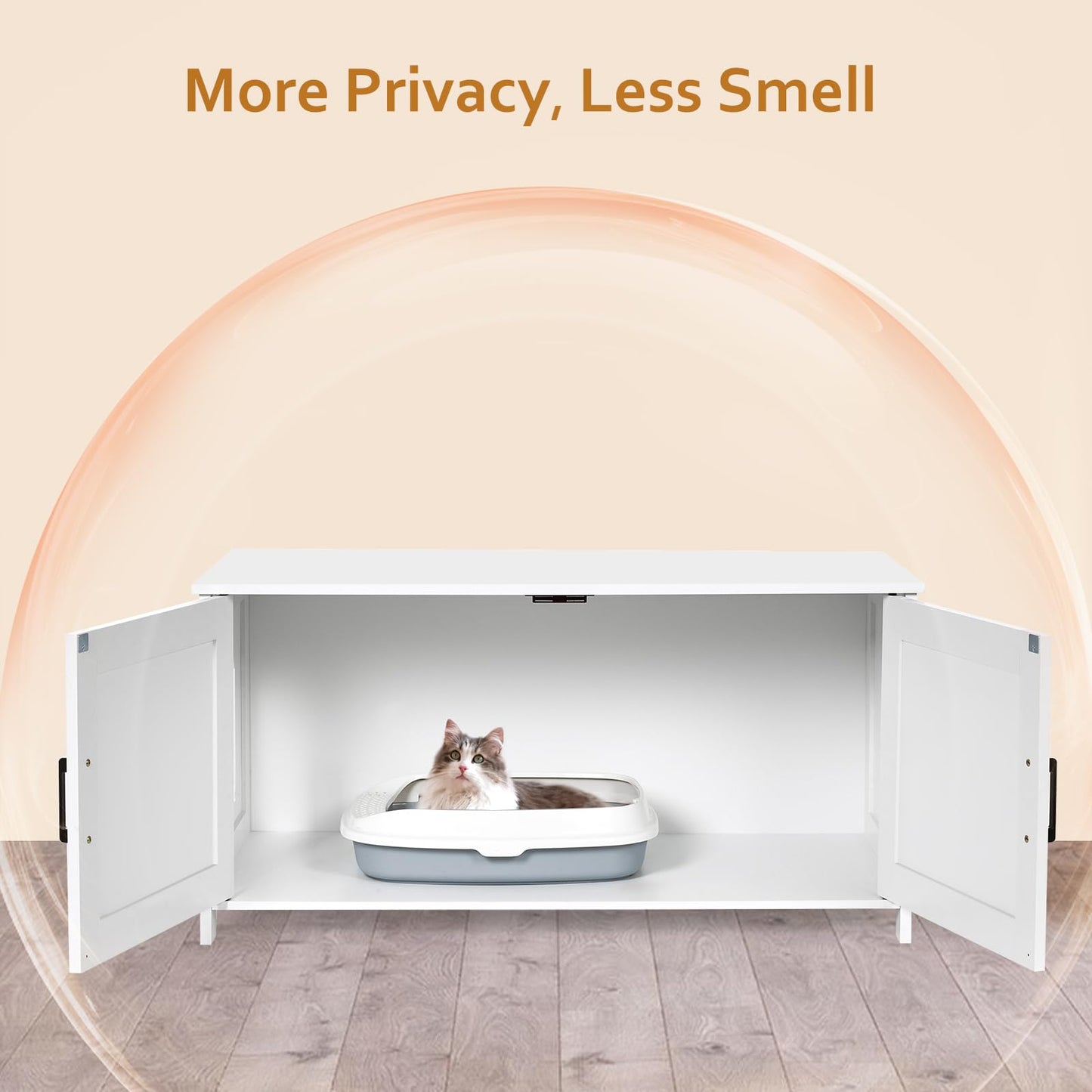 Homhedy 39.4" L Cat Litter Box Enclosure, Pet House with Barn Door Box