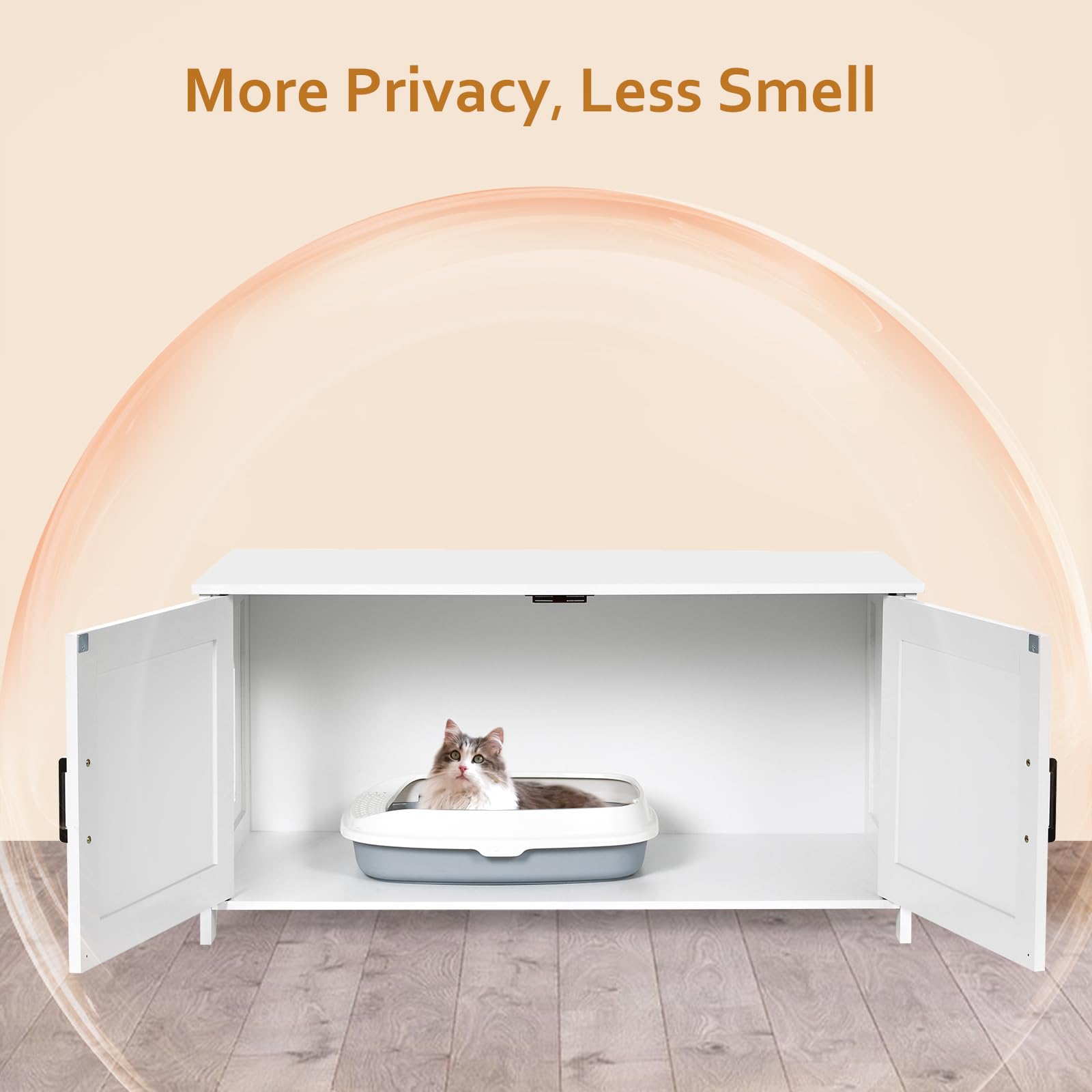 Homhedy 39.4" L Cat Litter Box Enclosure, Pet House with Barn Door Box