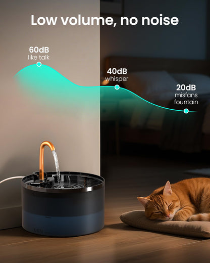 Cat Water Fountain, Cat Fountain for Drinking with Copper Faucet Bowl