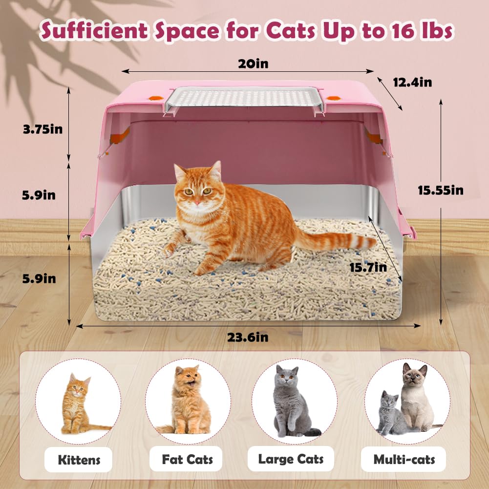 Vivifying Stainless Steel Covered Cat Litter Box Odor-Control Box