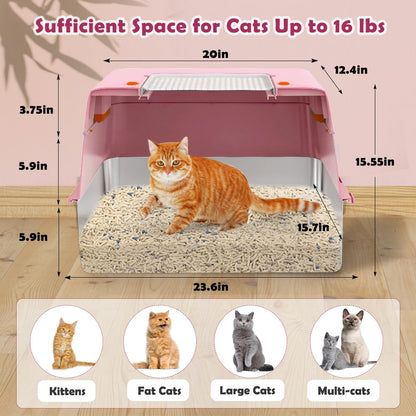 Vivifying Stainless Steel Covered Cat Litter Box Odor-Control Box