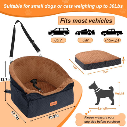 Vivifying Dog Car Seat for Small Medium Dogs, Detachable Washable Seat