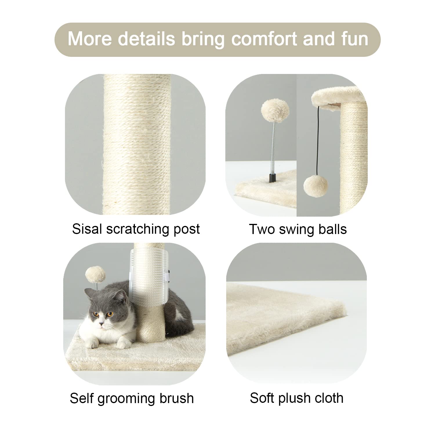 PEEKAB 32" Tall Cat Scratching Post Sisal Rope Scratch Posts