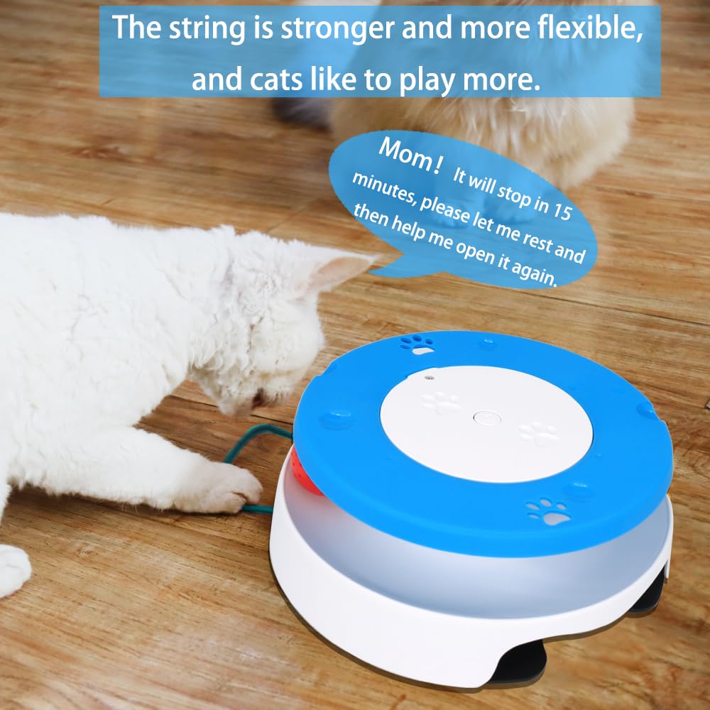 LASOCUHOO 2-in-1 Automatic Cat Toy with Track Jumping String Balls