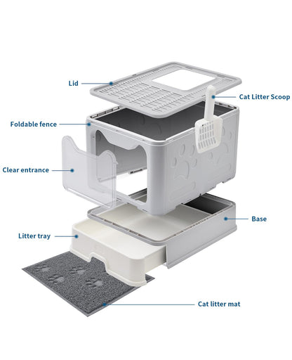 Medario Cat Litter Box with Litter Mat and Scoop, Large Covered Litter