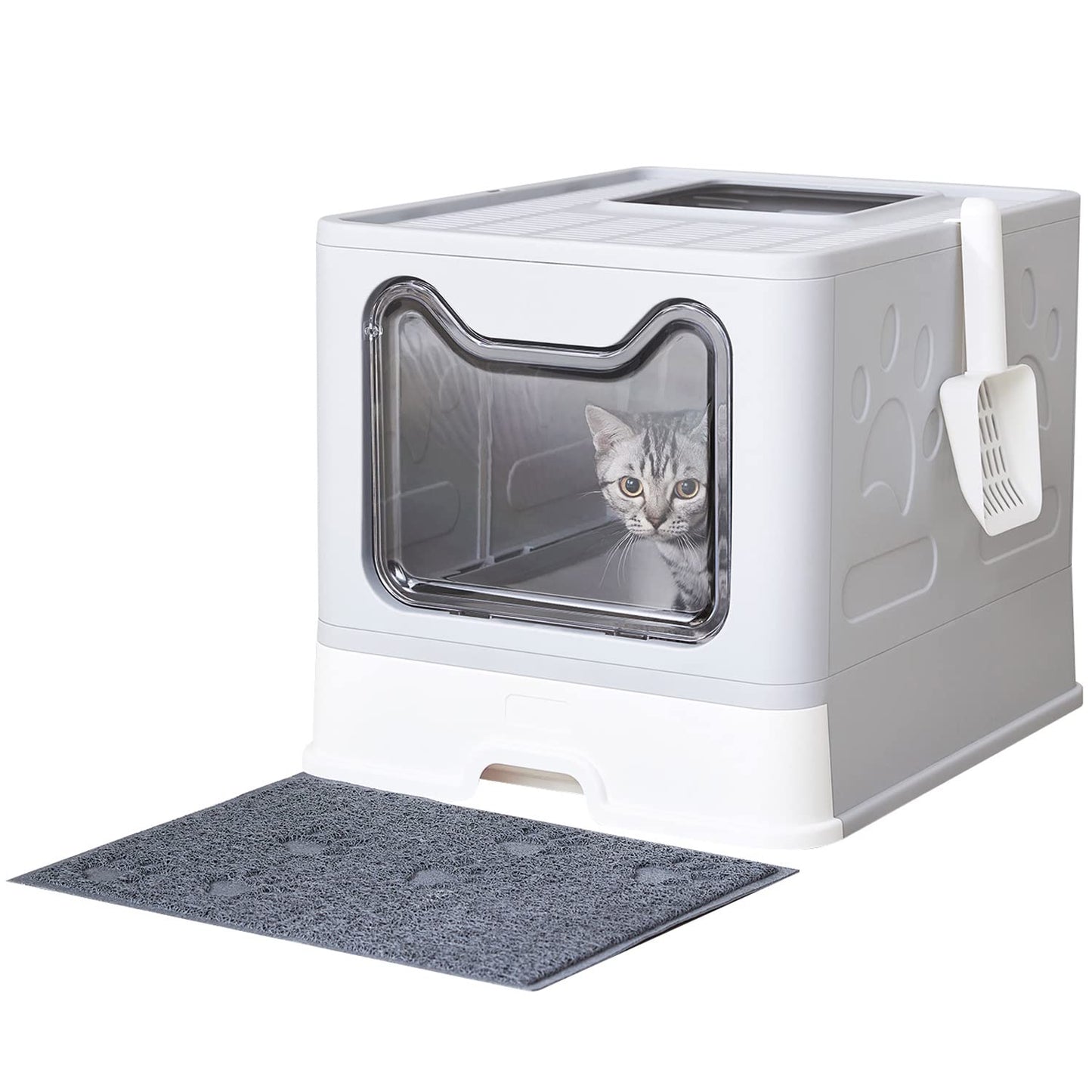 Medario Cat Litter Box with Litter Mat and Scoop, Large Covered Litter