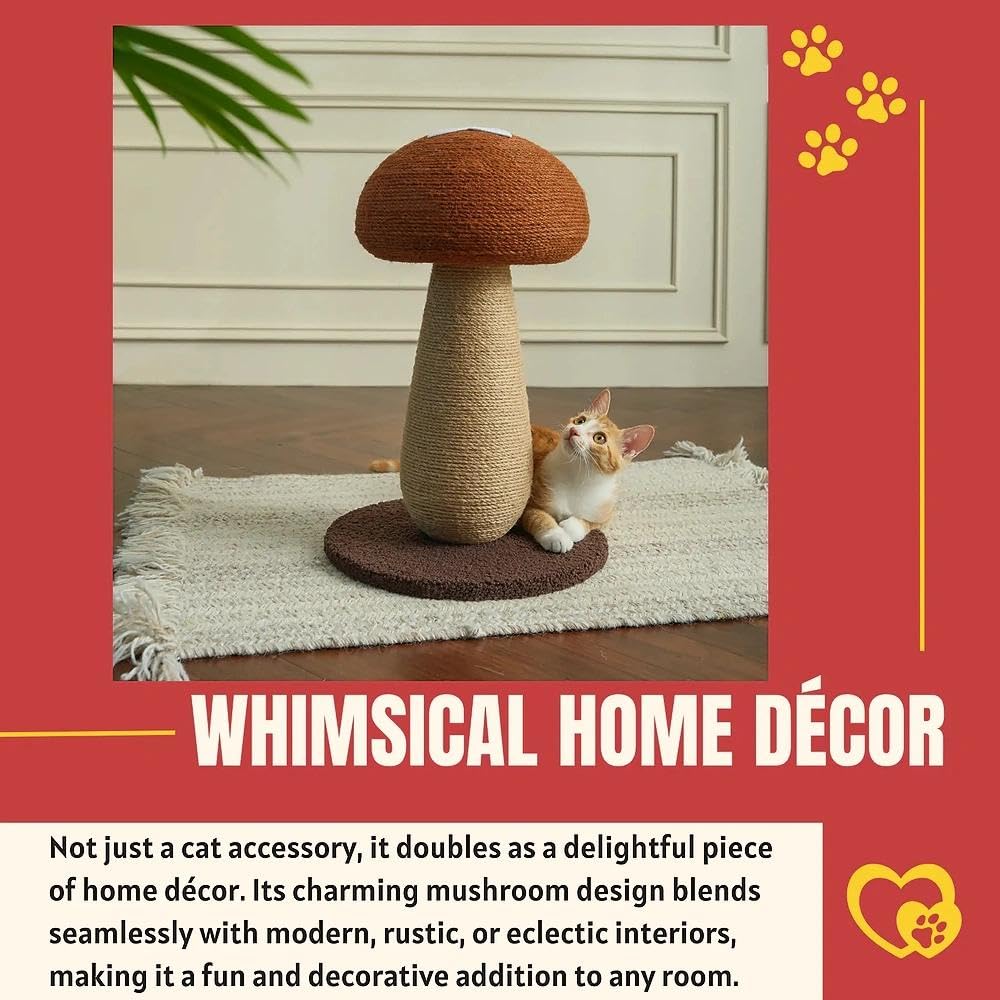 Shiitake Mushroom Cat Scratching Post, Mushroom Cat Scratcher Toy