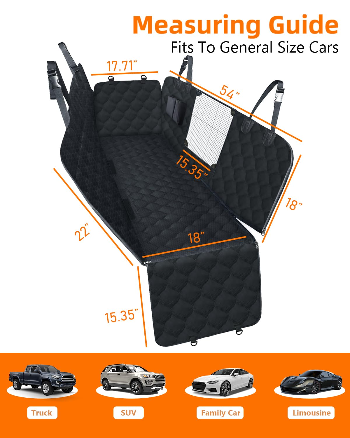 PETICON Dog Car Seat Cover with Mesh Window, Waterproof Pet Seat Cover