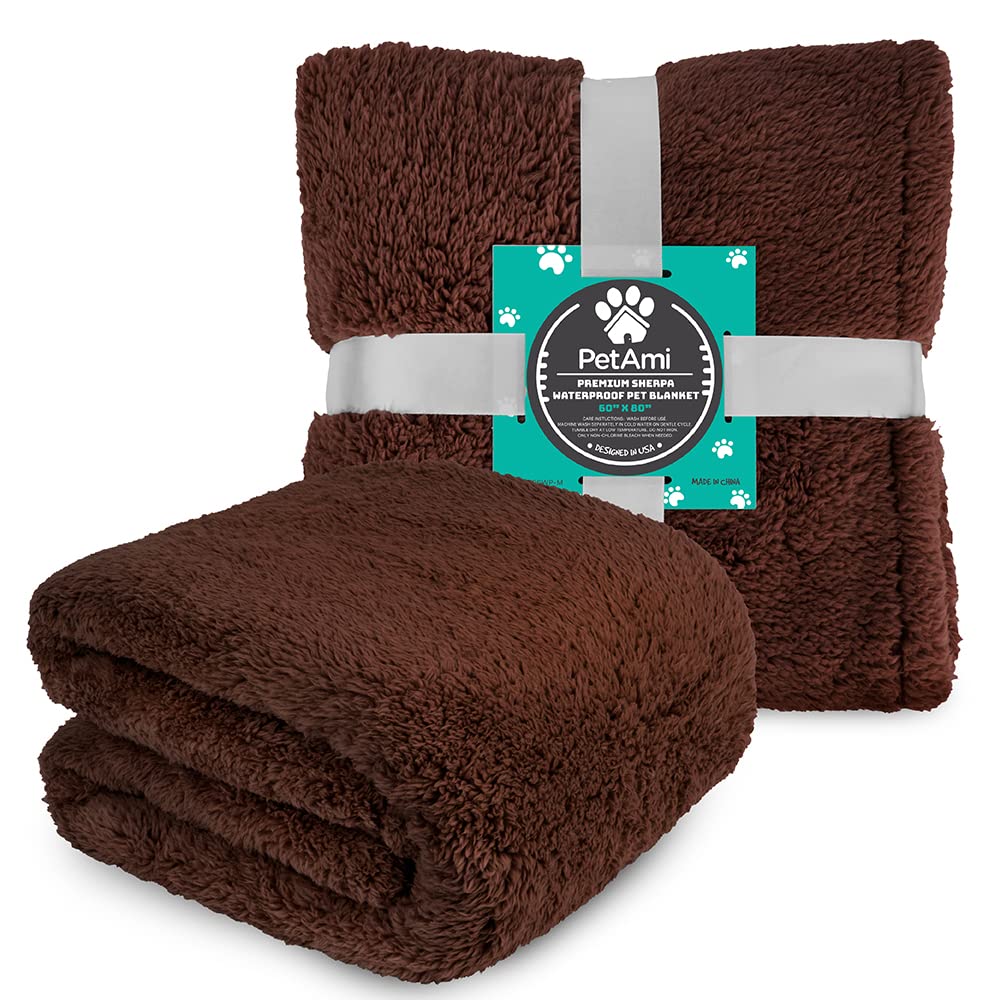 PetAmi Fluffy Waterproof Dog Blanket for Bed Large Dogs, Soft Crate