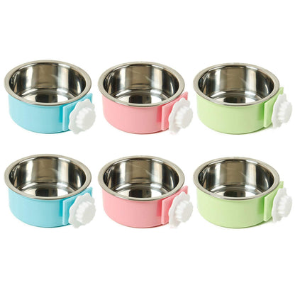kathson Crate Dog Bowl, Removable Stainless Steel Hanging Pet Cage