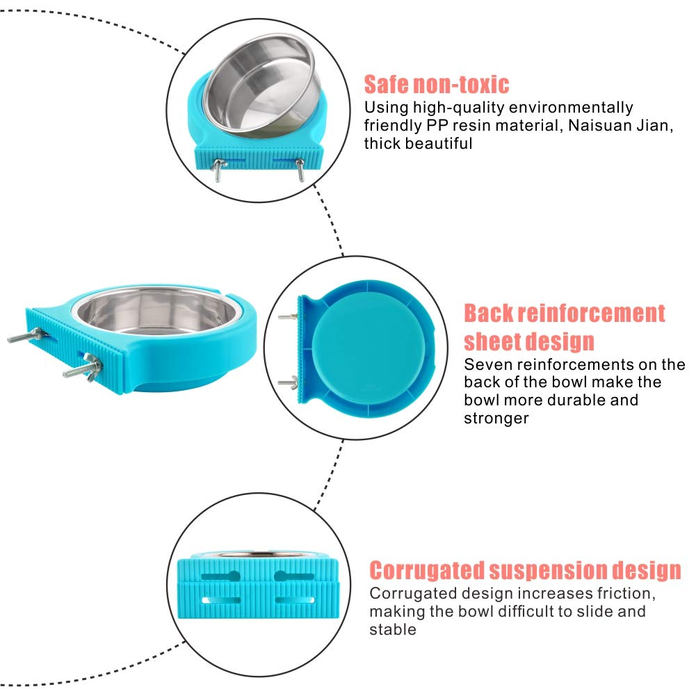 Crate Dog Bowl Removable Stainless Steel Water Food Feeder Bowls Cage
