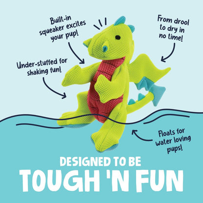 goDog Dragons Squeaky Plush Dog Toy with Double Chew Guard Plush