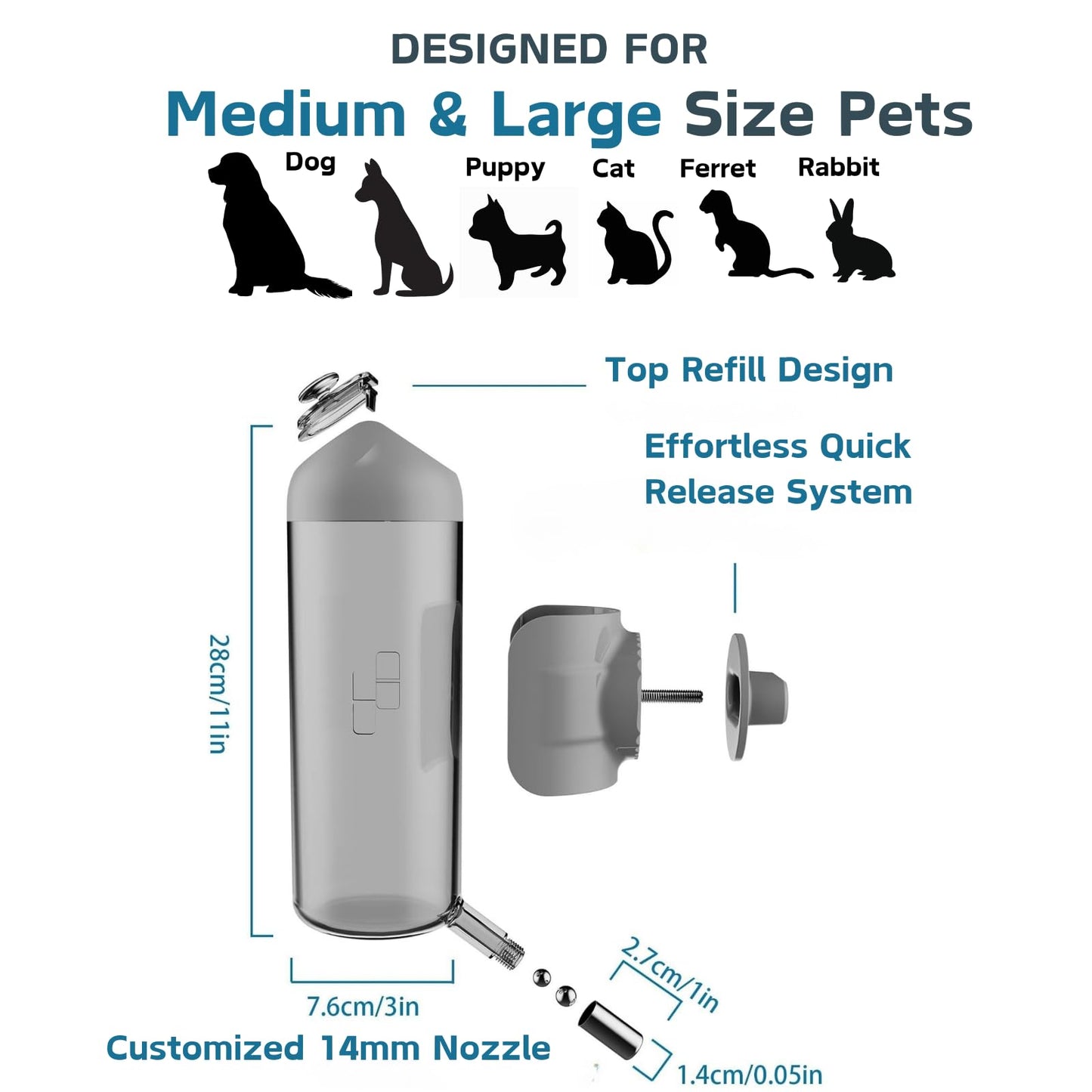 Pet Water Bottle Hanging Dog Water Dispenser Kennel Drinker Crate