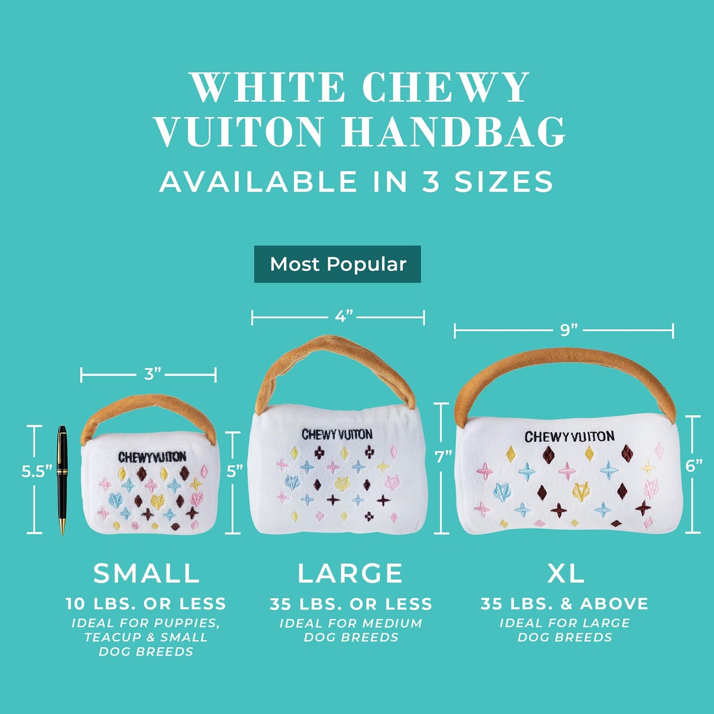 Haute Diggity Dog Chewy Vuiton Handbag Plush Squeaky Dog Toy