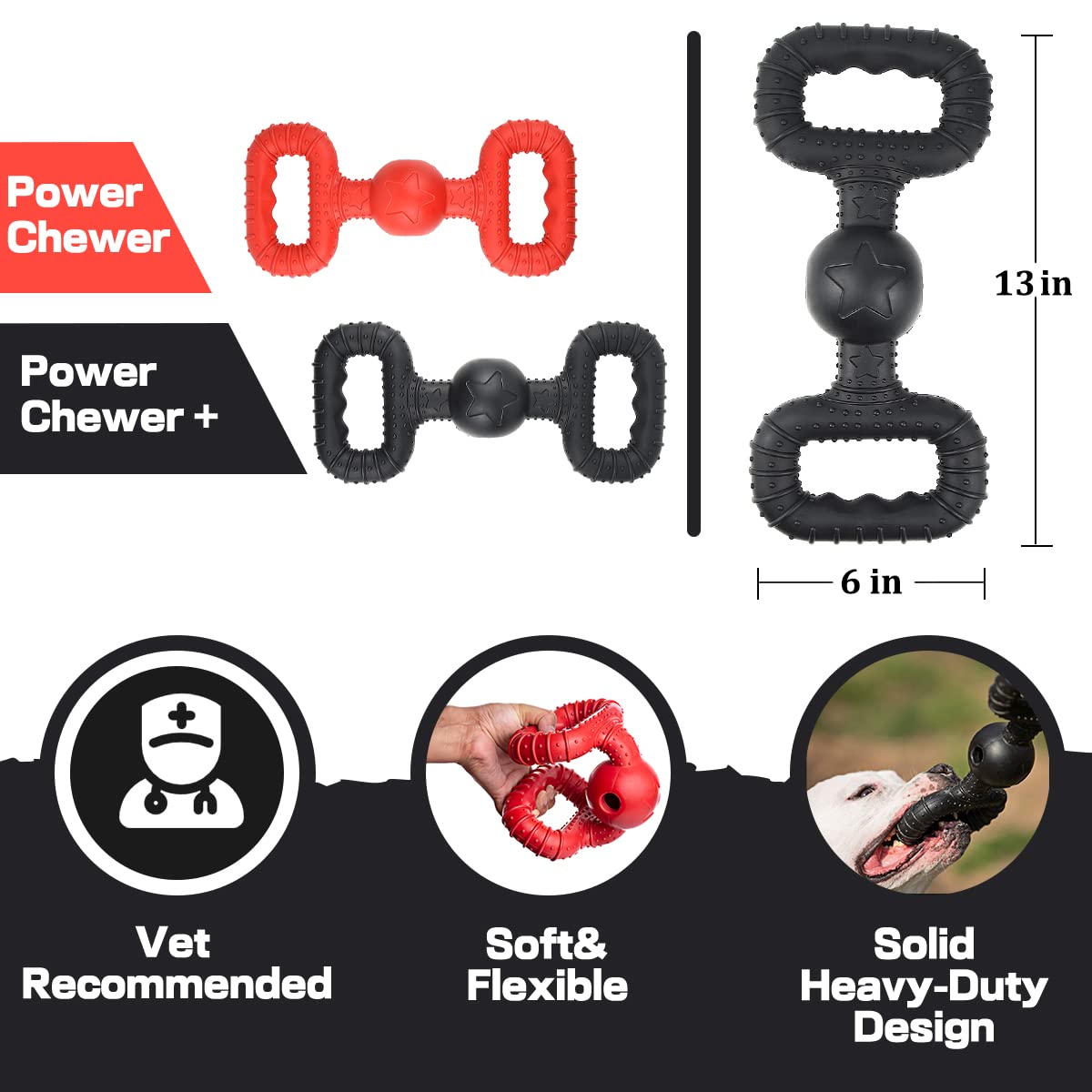 BiteKing Natural Rubber Dog Toys for Large Aggressive Chewers Lifetime