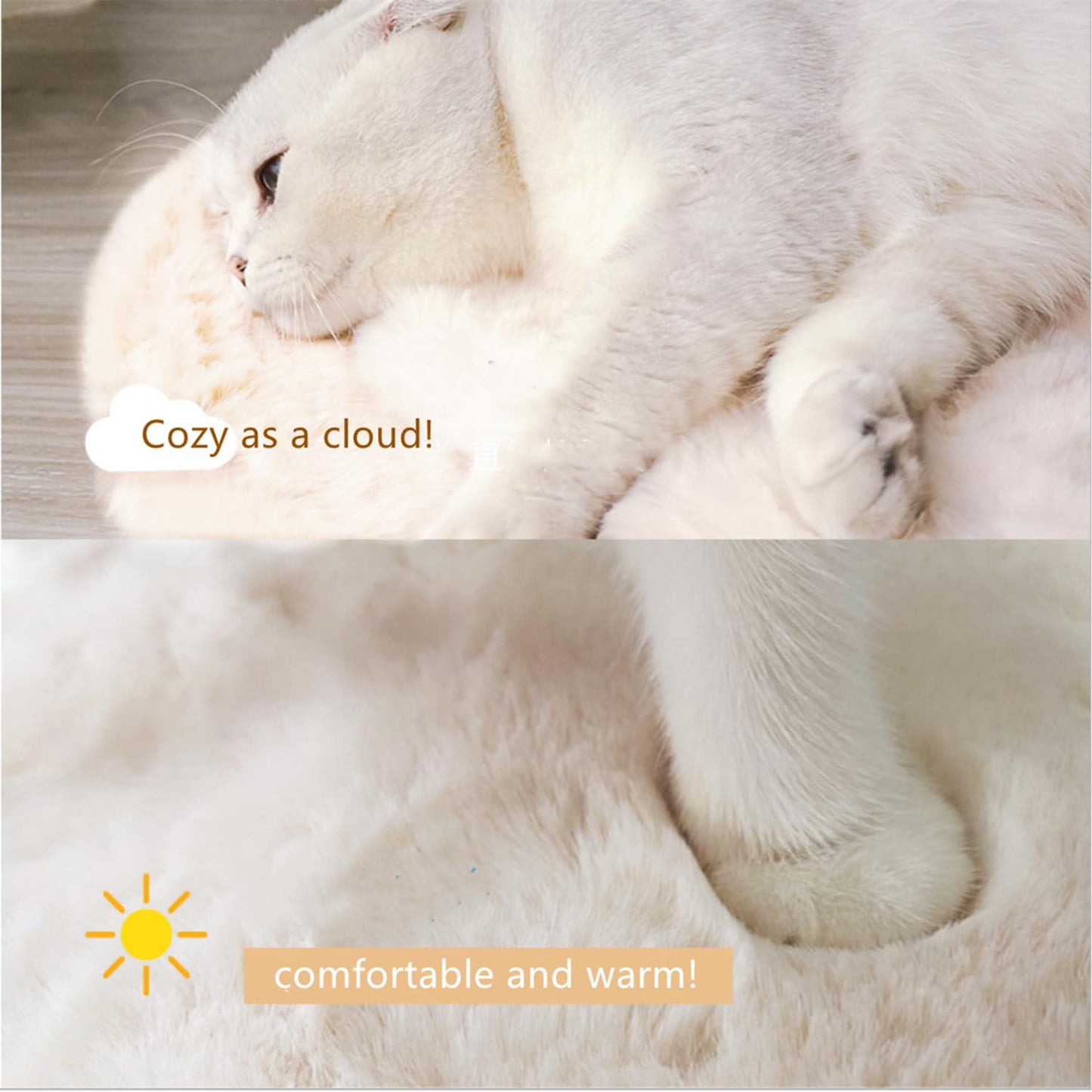 SHENGOCASE Pet Bed Cushion Pad, Square Faux Rabbit Fur, 2-Pack, Bed