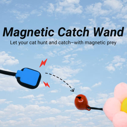 Turnipet Magnetic Catch Cat Wand Toy 24" Compact Interactive Cat Wand