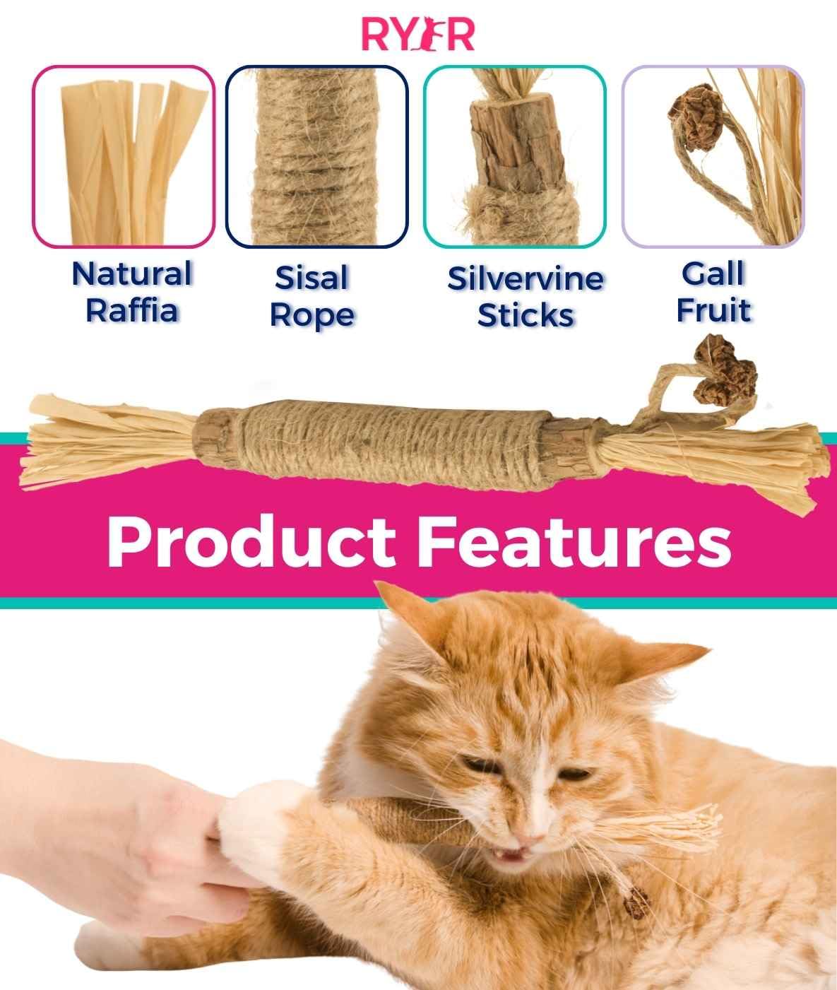 RYERCAT Silvervine Sticks for Cats Natural Cat Chew Toy for Toy