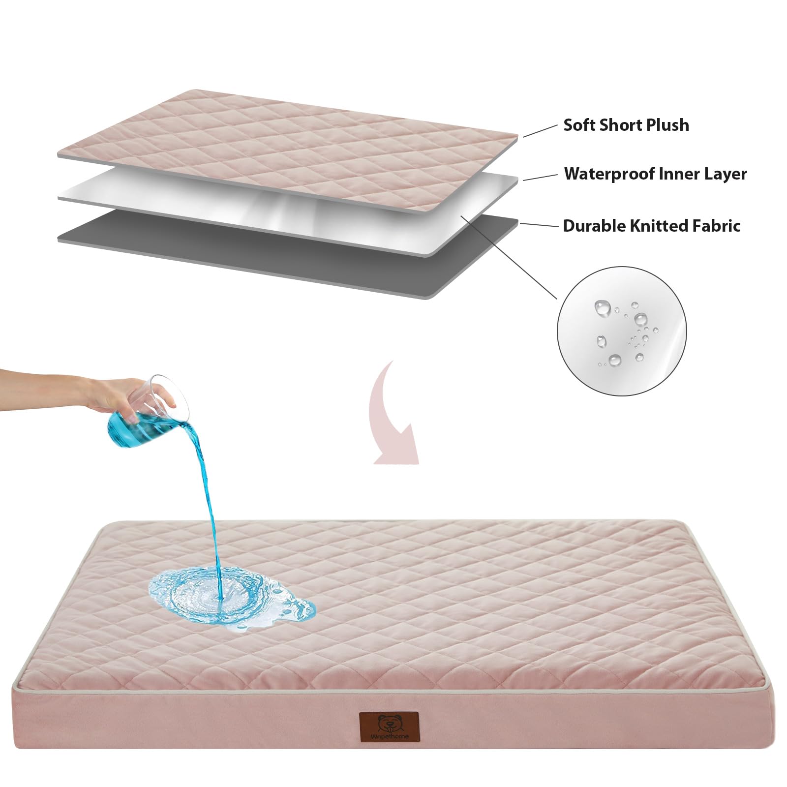 WNPETHOME Orthopedic Dog Bed Medium Size Dog, Waterproof Bed