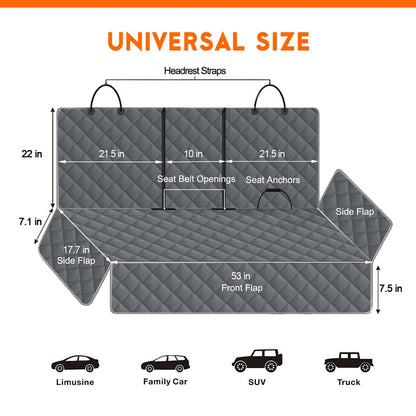Yuntec Dog Car Cover for Back Seat Pet Protector Waterproof Bench Seat