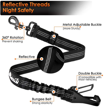 SlowTon Dog Seat Belt, Adjustable Dog Safety Belt Leash, 1 Latch Seat