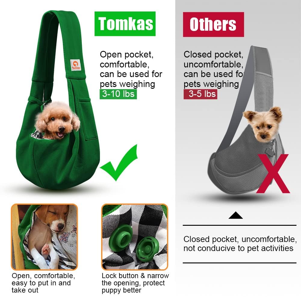 Tomkas Small Dog Cat Sling Carrier Puppy Purse Travel Wrap Bag