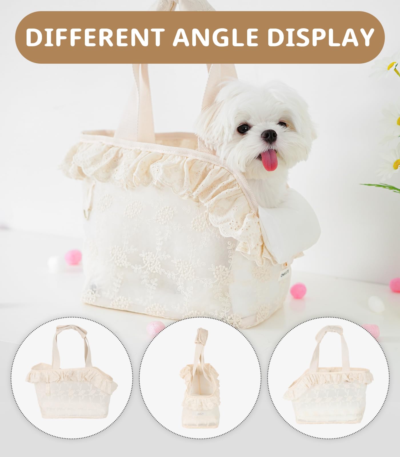 ONECUTE Dog Carrier for Small Dogs Rabbit cat with Lace Design, Bag