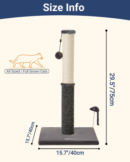 Happi N Pets 29.5" Tall Cat Scratching Post, Cat Scratcher Scratcher
