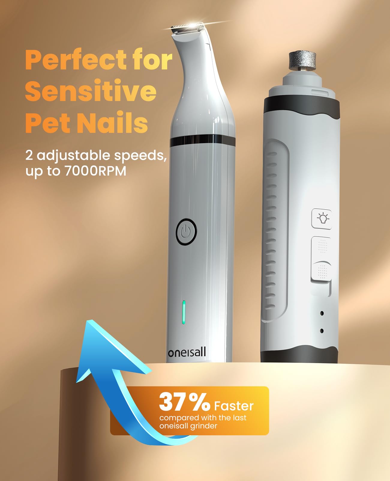 oneisall Dog Nail Grinder and Paw Trimmer Kit 1 Quiet Trimmer